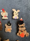 Vintage Flocked Pins Bears And Other Animals Lot Of 11