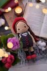 Crochet Doll Girl Red Hat Handmade Amigurumi Plush Toy Gift Kids
