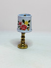 Miniature Dollhouse Table Lamp Brass Style Base Floral Shade Used