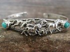 Native American Indian Sterling Silver   Turquoise Horse Bracelet By Begay