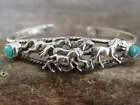 Native American Indian Sterling Silver   Turquoise Horse Bracelet By Roberta    