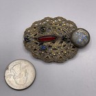 Vintage Antique Art Nouveau Art Deco Belt Buckle Multicolor Crystal Design