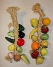 Lot set 2 Vintage Ceramic Fruit vegetables On A Rope Hanging Kitchen Decor 13  L