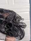 Black Organza Mesh Wide Brim Church dress Formal Hat W  Flower Bow  One Size