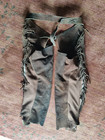 Used Fringed Brown Suede Leather Western Show Chaps Adult M l