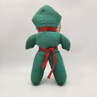 Vintage Christmas Elf Pixie Cloth Doll Red Green Striped Mid Century 12 Inch