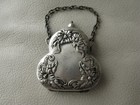 Antique Chatelaine German Silver Floral Coin 3 Holder Purse  3