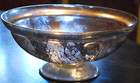 Antique Victorian Silvered Mercury Glass Bowl Pedestal Base Hand Blown 9 25 