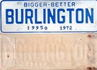 1972 Burlington North Carolina City License Plate Tag Bigger Better Topper Nos