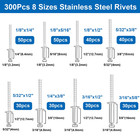 304 Stainless Steel Pop Rivet Kit With Washers  Assorted Sae Sizes  Storage Case