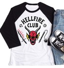 Youth Raglan 3 4 Sleeve Raglan Shirt  Retro Hellfire Club Style Relaxed Fit Tee