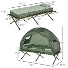 Outdoor 1-person Folding Tent Elevated Camping Cot W air Mattress Sleeping Bag