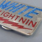 White Lightnin Vintage Belt Buckle Silver-tone Metal With Glitter Enamel 2  X 3 