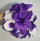 Purple White Rose Tiger Lily Bridal Wedding Bouquet Accessories