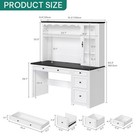 Farmhouse Computer Desk Executive Wood Desk With Hutch drawers With Power Outlet