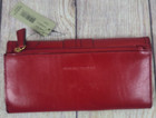 Vintage Adrienne Vittadini Slg Wallet Leather Red Black Gold 7 5  New Flaw