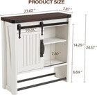 Farmhouse Wall Cabinet With Sliding Barn Door   Adjustable Shelves - Antique Whi