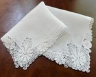 Vintage Hanky 1950s White Linen With Lace Edging Sweet Feminine Wedding Formal