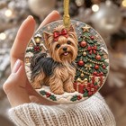 Yorkshire Terrier Christmas Ornament  Yorkie Lover Gift Dog Mom Ceramic Ornament