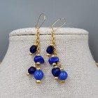 Blue Glass Pierced Earrings And Necklace Set 24 