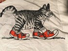 B Kliban Cat In  Red Sneakers Shoes Vintage Pillowcase 20    X 29 5    Illustration