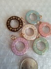 Lot Of 6 Stamped 25mm Designer Zipper Pulldouble-sided Goldtone Lv Button Charm 