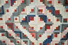 Graphic Vintage 1890 s Barn Raising Log Cabin Antique Quilt Top  mint Condition 