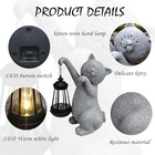 Solar Garden Statues resin Figurine Decorations With Solar Lights Lantern  Cat