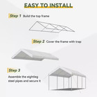 10 Ft  W X 20 Ft  D White Soft Top Carport With Steel Frame  Ideal For Outdoor V
