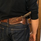 Leather Fixed Blade Knife Sheath For Belt Knives Holder Cross Draw Right Side   