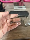 Antique 12k White Gold Filled Pinch Eyeglasses Round W  Case