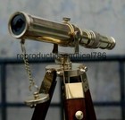 Vintage Solid Brass Telescope With Wooden Tripod Nautical Navy Ship Telescope 