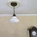 791c  Antique 1910 s 30 s Ceiling Light Glass Shade Lamp Fixture Vintage Pendant