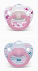 Nuk 2 Pack Orthodontic Pacifier- Girl Pink Crowns And Bows 18-36m New