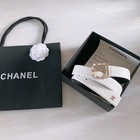 Chanel Belt women White  leather Gold Plated  Size 85