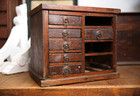 Antique Apothecary Cabinet Wood Drawer Organizer Tool Box Chest Vintage Pulls