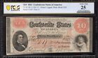 T-24 1861  10 Confederate Currency Pcgs 25 Civil War Bill 32837 