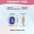 30pcs Rhinestone Embellishments  Gold Base Dark Blue Rhinestones