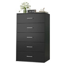 Black 5 Drawer Dresser Chest Drawers Wooden Clothes Storage Bedroom Furniture