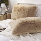  Set Of 2 Faux Fur Throw Pillow Covers Soft Velvet 36  X 20   pack Of 2  Camel