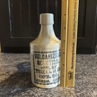 Antique Stoneware Vulcanizing Solution Bottle  The M   M Mfg Co Akron Oh