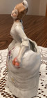 Vintage Ceramic Victorian Lady Planter Vase Figurine W  White Dress   Flowers