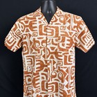 Vintage 60 s Orange ivory Tiki Aop Mr kailua Hawaiian Shirt Camp Made In Hawaii