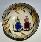 Large Quimper Faience 10  Bowl-hand Painted Old French Dutch Folk Art - France