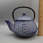 Japanese Cast Iron Bamboo Pine   Blossom Tetsubin Teapot Blue