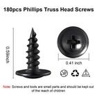 180pcs  8 X 1 2  Truss Head Wood Screws Black Phillips Sheet Metal Screws Hig   