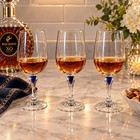 Courvoisier Distillery Advertising Stemmed Glasses Clear W  Blue Stem  3 
