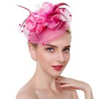 Mesh Fascinator With Flowers Feathers And Fishnet Lace Comes In Multiple Colors
