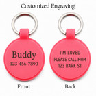 Personalized Round Silicone Pet Tag Engraved Dog Tag Cat Tag Silent Name Tag