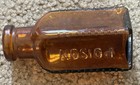 Vintage Embossed Poison Bottle 3-sided Ribbed Amber 3 1 2  
